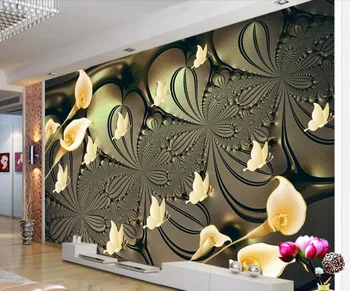 Beibehang Tapet 3d tridimensional lily fluture TV de perete de fundal relief camera de zi dormitor 3d tapet de fundal