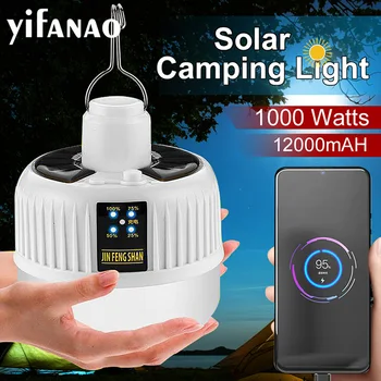 1000 de Wați Solar LED Camping Lumini Reîncărcabilă 12000mAH Power Bank Impermeabil în aer liber Tabără Lanternă Lanternă de Urgență, Truse de