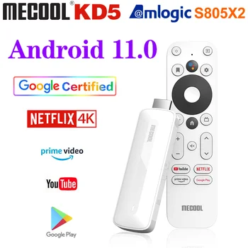 Mecool KD5 Netflix TV Stick Amlogic S805X2 TV Box Android 11 1GB 8GB Google Certificate Suport de Voce AV1 5G Wifi BT5.0 TV Dongle