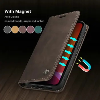 CaseMe Original Pentru iPhone 14 Pro Max Cazul 14 11 12 Mini Xs 6s 7 8 Plus SE Retro Magnetic Portofel din Piele Flip Pentru iPhone 13 Caz