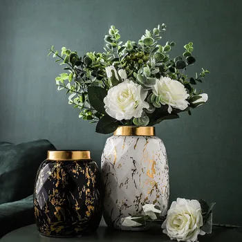Lumina de Lux Decor pentru Sala de Marmură de Aur, Vaza pentru Decor Ceramic Cachepot pentru Flori Nordic Decor pentru Casa