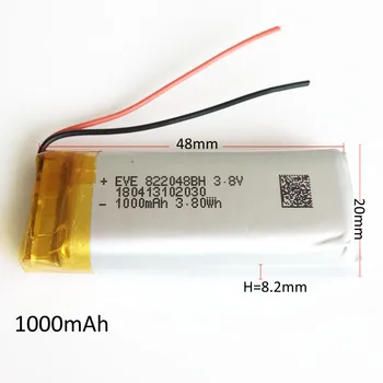3.7 V 1000mAh Baterie Litiu-Polimer LiPo baterie Reîncărcabilă 822048 Pentru Mp3, GPS, PSP Vedio Joc 8*22*48mm smart band