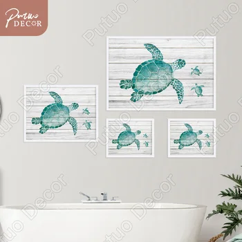 Putuo Decor Sea Turtle Tablouri Canvas Pepinieră Arta de Perete Postere, Printuri de Animale Nordice Imagine pentru Copil Dormitor Decor Acasă