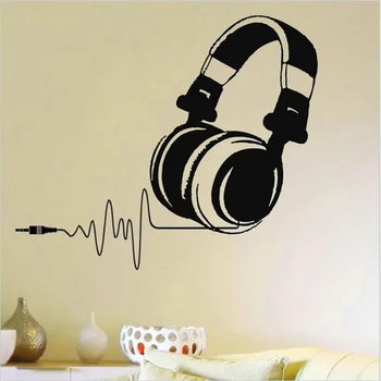 Fierbinte de Vinil de Perete Decalcomanii de DJ Căști Audio Muzica Puls Decal Artă Murală Acasă Decorare Autocolant Perete Amovibil Pentru fanii Muzicii 3069