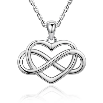 Simbolul infinitului Inima Iubire Nesfârșită Coliere Argint 925 Pandantiv Lanțuri Pentru Femei Bijuterii Fine 2022 Cadou de Ziua Îndrăgostiților