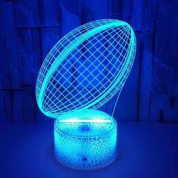 Rugby 3d Colorate Lampa LED Lumina de Noapte Touch Control de la Distanță 16 Culori USB Lampă de Masă Decor Dormitor Cadouri de Ziua de nastere pentru Baieti Barbati