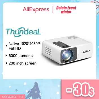 ThundeaL Proiector Full HD 1080P, 2K 4K Video LED 3D Proiector Portabil TD93Pro Mini WiFi Android Home Theater TD93 Pro Beamer