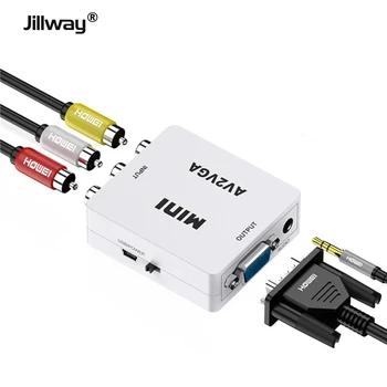 Jillway VGA la RCA HD converter mini RCA la VGA 1080P compatibil 3RCA audio și video caseta AV converter pentru PC, laptop HDTV DVDVCD