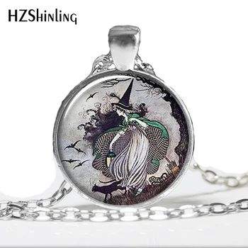 HZ--A304 Basm Vrăjitoare pandantiv, rășină pandantiv colier vrăjitoare, vrăjitoare bijuterii, bijuterii de Halloween HZ1