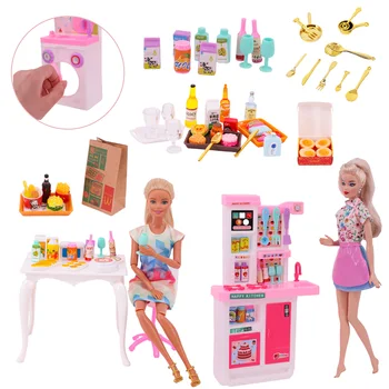 Casă De Păpuși, Accesorii Pentru Barbie Papusa In Miniatura Placa Bea Cupa Fel De Mâncare Castron Cu Tacamuri Set Jucarie Papusa Alimentare Mini Bucătărie Mobilier