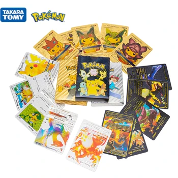 Carduri Pokemon Metal 54PCS CUTIE de Aur, Argint Negru Vmax GX Charizard Pikachu Colecție Rară de Luptă Card de Antrenor Copilului Jucarii Cadou