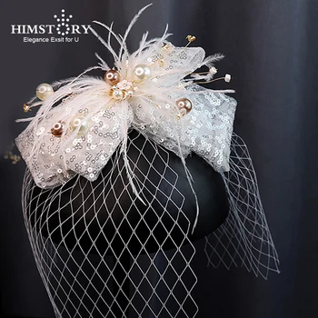 HIMSTORY Moda Margele de Cristal Hairband de Păr de Nunta Bijuterii de Mireasa Bowknot Hairwear Handmade Flori cu Bandă de susținere