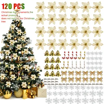 ✅120 Buc/Set CRĂCIUNUL FLORI Crăciunul Copac Agățat Ornament Fulgi de zăpadă, Clopote Totul Despre Crăciunul Decoratiuni Pentru Casa 2022