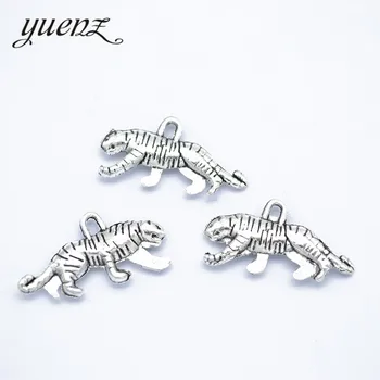 YuenZ 25pcs Aliaj de Tigru Farmece Antichități Argint culoare Metal Pandantiv Pentru Bratara Cercei Bijuterii diy Constatările 21*11mm D9271