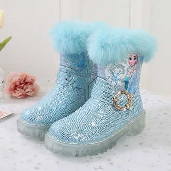 Disney Frozen Elsa Printesa Desene Animate Pentru Copii Ghete De Iarna Fete Printesa De Moda Pentru Copii Fund Gros Albastru Adidasi Pantofi