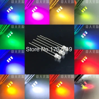 1000pcs 3mm ceață LED Rotund LED Alb Alb/Galben/Albastru/Verde/Rosu/ Diodă Emițătoare de Lumină Lampă cu Lumină Difuză Unghi Larg