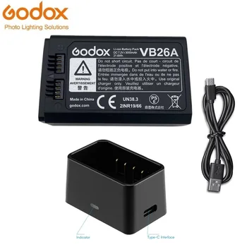 Godox VC26 VB26 VB26A DC 3000mAh 21.6 Wh USB Înlocuire Baterie Li-ion Încărcător pentru Godox V860III V1 V850III Flash Speedlite