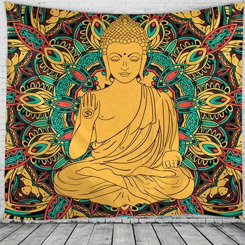 Indian statuie a lui Buddha antice Budiste tapiserie camera de zi dormitor perete meditație psihedelice Yoga agățat de perete Hippie, Boem