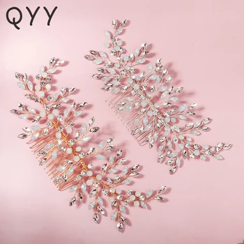 QYY Moda Cristal Flori Pieptene Agrafe pentru Femei Accesorii de Păr Nunta Mireasa Bijuterii Mireasa Caciulita Cadouri de Partid