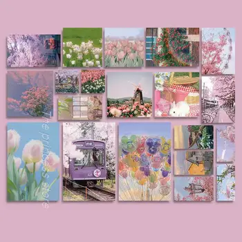 20BUC Peisaje Frumoase Plante cu Flori Vintage Art Decor Pictura Living Postere de Epocă Pictura Autocolante de Perete Cafe-Bar