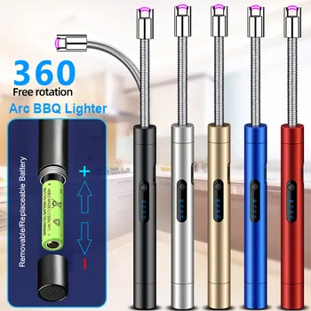 Baterie de mare Capacitate De 360°Folosi Metal cu Arc Electric USB Bricheta Windproof Lumânare Bucătărie, Aragaz Puls fără flacără Pistol de Lumină