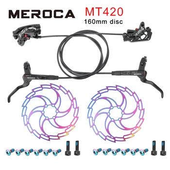 MEROCA M4 Biciclete de Frână Patru Piston Mountain Bike Frâne Hidraulice 800/1400 mm 160 Rotor Disc Ulei Mineral de Frână MTB Patrts