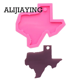 DY0201 DIY strălucitoare Texas hartă forma de silicon mucegai cheie inel de mucegai Silicon de stat american Mucegai pentru breloc