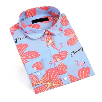 Print Floral Pentru Femei Bluze Cu Maneci Lungi Doamnelor Birou Flamingo Bluza Tricou Casual Butonul De Jos Blusa 2022 Primavara-Vara Topuri