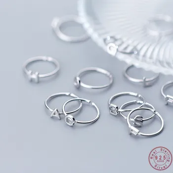 VREA Reale 100% Argint 925 Unisex-O-Z 26 de Litere Inițiale Nume Inele pentru Femei Barbati Creativ Inele Bijuterii
