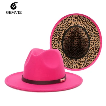 Noi Fedora Pălărie Leopard de Imprimare Pălărie Cu Centura Europene Și Americane Bărbați Capac de Femei pe Cap de Moda Jazz Iarna шапка женская