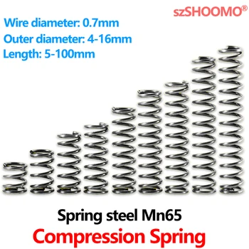 Amortizor Presiune Reveni Compresie Cilindrice Elicoidale de Backspring Comprimat de Primăvară din Otel 65Mn WD 0,7 mm Personalizate