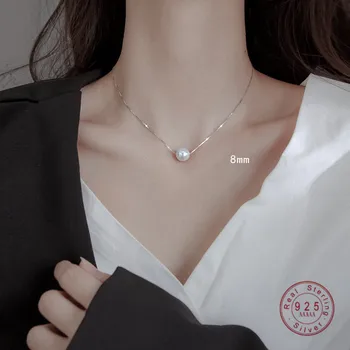 SALUT OMULE 925 Sterling Silver-coreean INS Perla Pandantiv Colier pentru Femei Elegant Cadou de Aniversare de Bijuterii