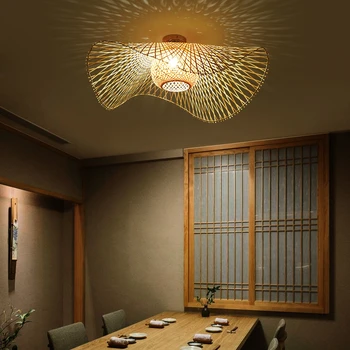 Bambus Lămpi de Tavan Asia Stil de Bambus Luminile din Tavan Agățat de Iluminat Lampă de Tavan Pentru Hotel cafe cameră decor lumini cu led-uri