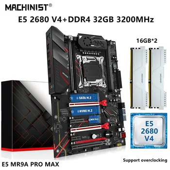 MAȘINIST MR9A PRO MAX Placa de baza Kit Xeon E5 2680 V4 CPU Procesor 32G=16G*2 DDR4 3200MHz RAM LGA 2011-3 Set USB 3.0 SATA NVME