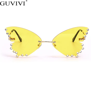 Fluture ochelari de Soare Femei Barbati Moda fără ramă Flacără de Soare, Pietre de Sticlă de Oglindă de Lux Ochelari Ochi de Pisica UV400 Oculos Masculino