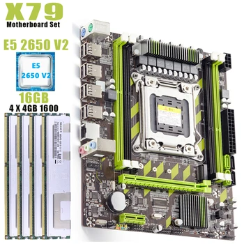 Placa de baza calculator Set X79 Kit 2650v2 Xeon E5 2650 V2 CPU Max 16GB 4X 4GB DDR3 ECC REG 1600Mhz NVME Pentru Gaming Server