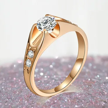 CZ Cristal Inele de Nunta Pentru Femei Barbati Zirconia Cuplu Inel de Aur a Crescut de Culoare de Logodna Promit Bijuterii Kpop Accesorii R249