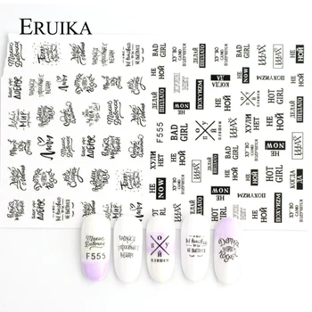 ERUIKA 1buc 3D Super-Subțire de Unghii Autocolante Negru Rusia Scrisoare Cuvânt Sfaturi de Unghii Decalcomanii de Adeziv rusă Cool Design Nail Wraps