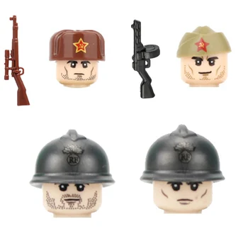 Militare WW2 Uniune Sovietică, Soldații Armatei Cifre Blocuri Franța Infanterie Casca Armă Piese Mini Cărămizi de Jucărie Pentru Copii