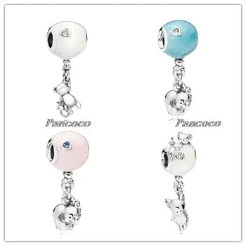 925 Sterling Silver Mouse-Ul Plutitoare Balon Cu Doi Șoareci Prieteni Farmec Legăna Se Potrivesc Femei Brățară Pandora & Colier Bijuterii