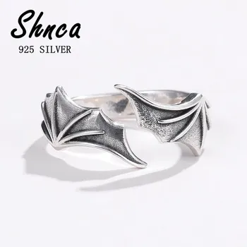 Argint 925 Diavolul Aripi cu Pene de Argint Thai Deschide Inele Pentru Femei Fata de sex Feminin Sterling-silver-bijuterii Bague LR210