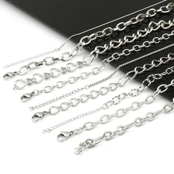 DoreenBeads 304 din Oțel Inoxidabil, Cablu de Link-ul Lanț Colier de Culoare Argintie Lanțuri de Metal Femei Barbati Guler Cravată Bijuterii 45-52cm mult