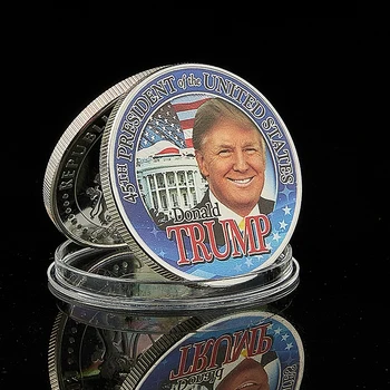 În America, Președintele Donald Trump Placat Cu Argint De Colectie Președintele Monede