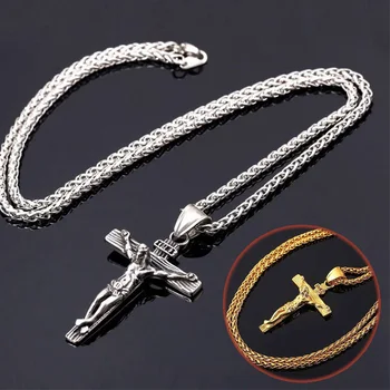Isus Hristos Colier Lanț De Argint Cruce Gratuit Husă Religioase Pandantiv Cruce