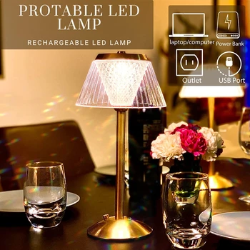 Touch Dimmer Bar Lampa USB 3 Culori Lampa de Masa Cristal Acrilic Atmosfera LED Lampă de Noptieră Lumina de Noapte pentru Hotel/Cofe/Restaurant