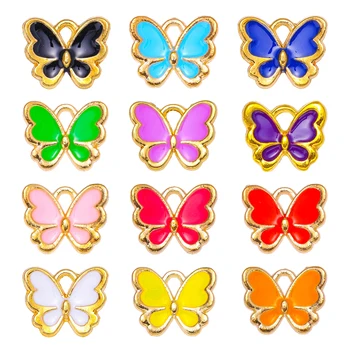 20buc 11*13mm Fluture Colorat Email Pandantive Cercei en-Gros Brățară de Epocă Farmecele Pentru a Face Bijuterii DIY Accesorii