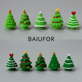 BAIUFOR Crăciun în Miniatură Pomul de Crăciun Colorat Terariu Figurine Zână Grădină de Decor Zăpadă Peisaj Model