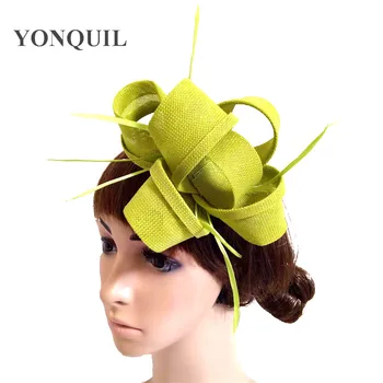 Ceai Verde cu Pene imitație Fascinator Floral Voal de Nunta Pălărie Hairgrips Pentru Mireasa Doamnelor Petrecere de Ceai Regal de Moda Ornamente de Păr