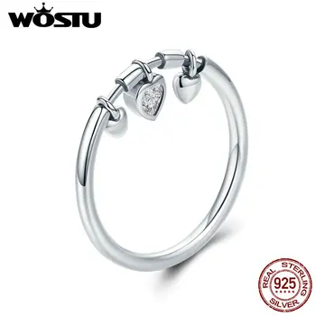 WOSTU Veritabil 925 Sterline de Argint Orbitor Legăna Inima Inele pentru Femei de Lux, Bijuterii de Argint Sterlină Anel CQR215