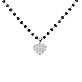 Moda Negru Margele Lanț Drăguț CZ Zircon Pandantiv Inima Coliere pentru Femei Romantice Bijuterii cu Mic Farmec Cadouri Aniversare